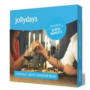 jollydays Valentintsag – Romantische Auszeit-Box und Candle Light Dinner Box um 74 € statt 99 €