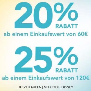 Disneystore – bis zu 25% Rabatt auf ausgewählte Produkte