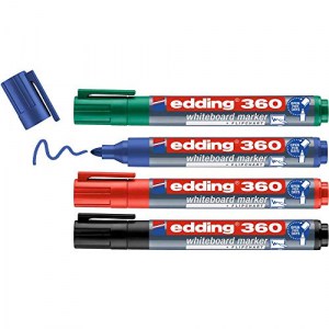 edding 360 Whiteboardmarker sortiert, 4er-Set um 2,47 € statt 7,51 €