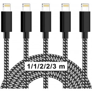 5x MVQIN Lightning Kabel Nylongeflecht (1/1/2/2/3M) um 2,11 € statt 8,11 €