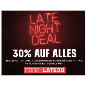 Snipes Late Night Sale – 30% Rabatt auf fast alles (MBW: 50 €)