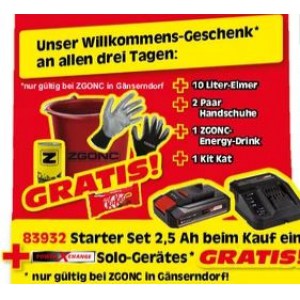 Zgonc Gänserndorf Eröffnung – 10L Eimer + 2 Paar Handschuhe + Energy Drink GRATIS (29.09. – 01.10.)