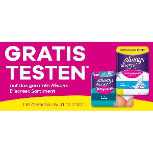 Always Discreet Produkt GRATIS testen (bis 31. Dezember)