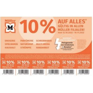 Müller – 10% Rabatt auf fast den gesamten Einkauf (durch Coupon aus Bezirksblatt)