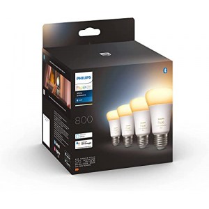 Philips Hue White Ambiance 800 LED-Bulb E27 6W, 4er-Pack um 40,33 € statt 57,34 €