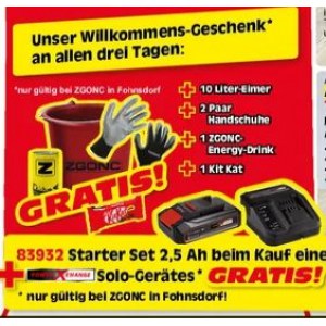 Zgonc Fohnsdorf Eröffnung – 10L Kübel + 2 Paar Handschuhe + Energy Drink + Kit Kat GRATIS (13. – 15.10.)