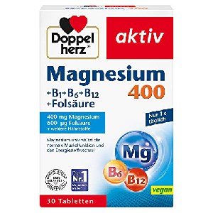 Doppelherz Magnesium 400 + B1 + B6 + B12 + Folsäure, 30 Stück um 2,36 € statt 5,25 €