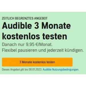 Audible – 3 Monate GRATIS testen (nur Neu- und ehemalige Kunden)