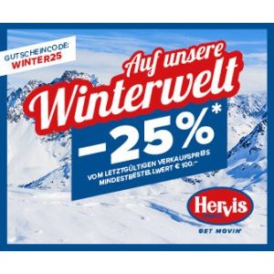 Hervis – 25% Rabatt auf Produkte aus der Kategorie “Winterwelt” (ab 100 €)