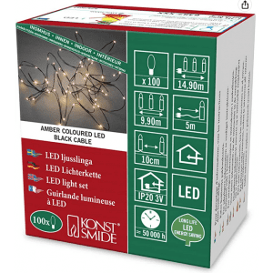 Konstsmide LED Tropfen-Lichterkette schwarz 100x um 14,22 € statt 28,14 €