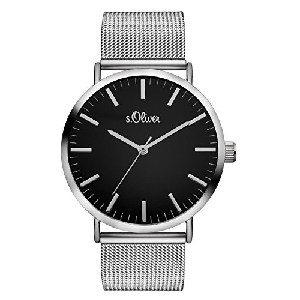 s.Oliver SO-3325-MQ Damen Armbanduhr, silber-schwarz um 26,32 € statt 37,83 €
