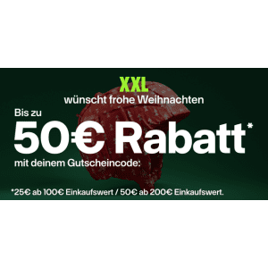 XXL Sports Weihnachten – 50 € Rabatt ab 200 € bzw. 25 € ab 100 € Einkaufswert!