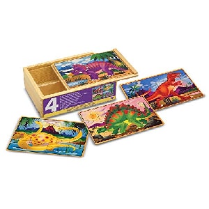 Melissa & Doug – 4 Dinosaurierpuzzles in einer Box (Holzspielzeug | für Kinder ab 3 Jahren) um 7,55 € statt 10,33 €