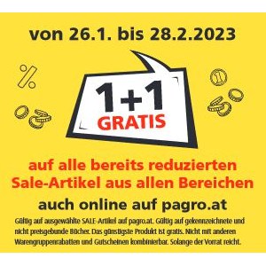 Pagro – 1+1 Aktion (günstigers Produkt gratis) + 5€ Rabatt ab 30€