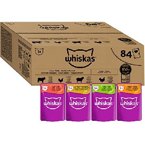 84x Whiskas 1+ Katzennassfutter Klassische Auswahl in Sauce 85g um 17,55 € statt 27,29 €