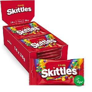 Skittles Süßigkeiten – Vegan Fruits Kaubonbons Großpackung 14 x 38g um 5,85 € statt 8,32 €