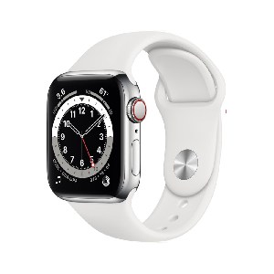 Apple Watch Series 6 (GPS + Cellular) 40mm Edelstahl silber mit Sportarmband weiß um 379 € statt 499 €