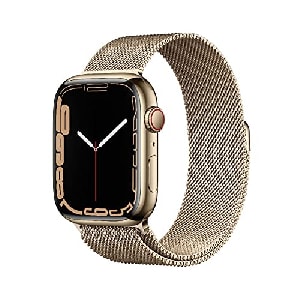 Apple Watch Series 7 (GPS + Cellular) 45mm Edelstahl gold mit Milanaise-Armband gold (MKJY3FD) um 604,03 € statt 714,96 €