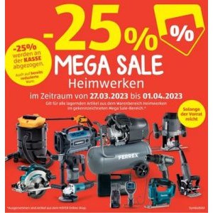 Hofer Mega Sale – 25% Rabatt auf Produkte aus dem Bereich “Heimwerken” (ab 27. März)