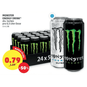 Monster Energy Dose um je 0,79 € statt 1,59 € bei Penny