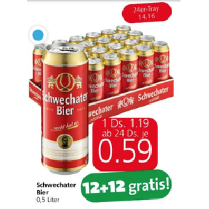 Schwechater Bier Dose um je 0,59 € statt 1,19 € ab 24 Stück bei Spar
