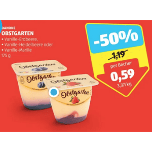 Danone Obstgarten um je 0,59 € statt 1,19 € bei Hofer