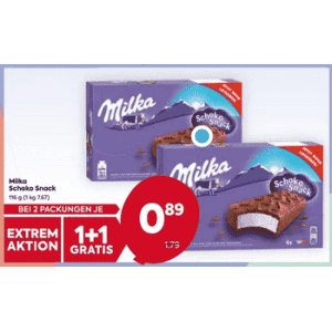 Milka Schoko Snack um je 0,89 € statt 1,79 € ab 2 Stück (1+1) bei Billa