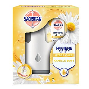 Sagrotan No-Touch Automatischer Seifenspender weiß inkl. Sagrotan Nachfüller Lotusblüte und Kamille 250ml um 5,41 € statt 6,88 €