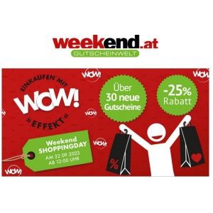 Shopping Days auf Weekend.at – 25% Rabatt bei vielen Shops + 10 € Extra-Rabatt