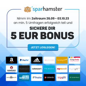 Sparhamster Umfragen – 5 € Extra-Bonus ab 5 erfolgreichen Teilnahmen