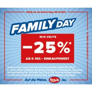Hervis Family Days – 25% Rabatt auf vieles ab einem 100€ Einkauf!