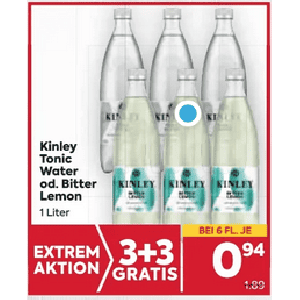 Kinley Tonic 1L Flasche um je 0,94 € statt 1,89 € ab 6 Stück bei Billa