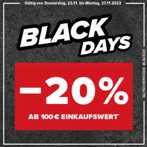 Hervis Black Friday – 20% Rabatt auf fast ALLES ab 100€ Einkaufswert