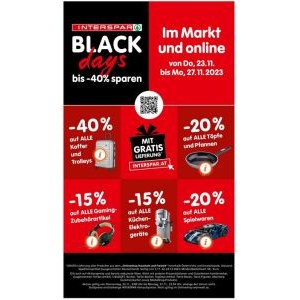Interspar Black Days – bis zu 40 % Online-Rabatt + gratis Versand (23. bis 27. November)