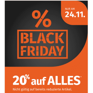 Müller Black Friday – 20% Rabatt auf alles (exkl. Ausnahmen) – nur am 24.11.