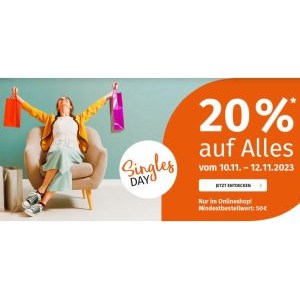 Müller Singles Day – 20% Rabatt auf vieles (ab 50 € Bestellwert)
