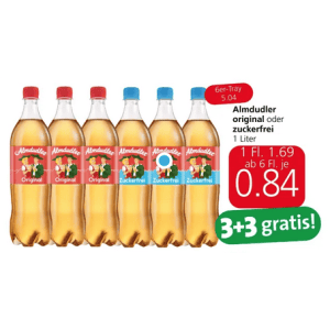 Almdudler 1L Flasche um je 0,84 € statt 1,69 € ab 6 Stück bei Spar