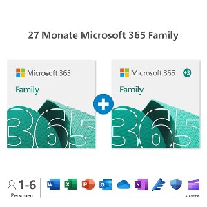 Microsoft 365 Family 27 Monate bis zu 6 Nutzer um 99,99 € statt 133,92 €