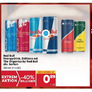 Red Bull (div. Sorten) um 0,89 € bei Billa / Billa PLUS ab 6 Stück