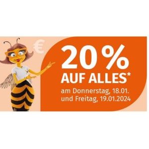 Müller – 20% Rabatt auf vieles (ab 50 € Bestellwert online) am 18. & 19.01.