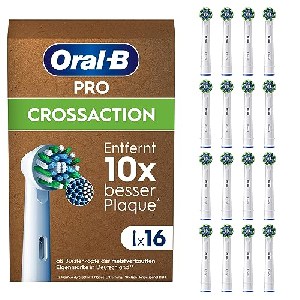 Oral-B Pro CrossAction Ersatzbürste weiß Recyclingverpackung – 16 Stück um 33,55 € statt 46,18 €
