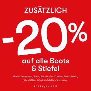 Shoe4You – 20% Extra-Rabatt auf bereits reduzierte Boots & Stiefel + gratis Versand