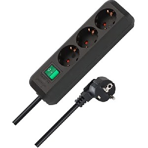 Brennenstuhl Eco-Line Steckdosenleiste mit Schalter, 3-fach, 1.5m, schwarz m 4,02 € statt 7,21 €