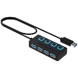 SABRENT USB-Hub 3.2 gen1, 4-fach USB Adapter mit EIN/AUS-Schaltern um 7,56 € statt 15,98 €