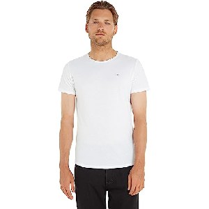 Tommy Jeans Herren T-Shirt Kurzarm TJM Slim Slim Fit, weiß (M – XXL) um 14,12 € statt 26,98 €