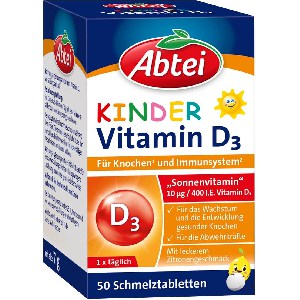 Abtei Kinder Vitamin D3 Schmelztabletten, 50 Stück um 2,82 € statt 4,45 €