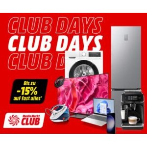 MediaMarkt Club Days – bis zu 15% Rabatt auf viele Kategorien!