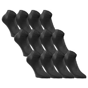 12 Paar JACK & JONES Unisex Sneaker Socken, schwarz (versch. Größen) um 17,49 € statt 33,58 €