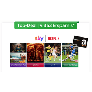 Sky Top Deal – Komplettpaket (inkl. Netflix) + 120 € Amazon Gutschein um 40 € statt 67 € / Monat!