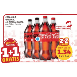 Coca Cola 2L Flasche um je 1,34 € statt 2,69 € ab 4 Stück bei Penny